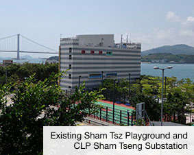 Existing Sham Tsz Playground and CLP Sham Tseng Substation